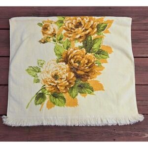 Springmaid Bath Towels Vintage MCM‎ Yellow Floral Set of 2